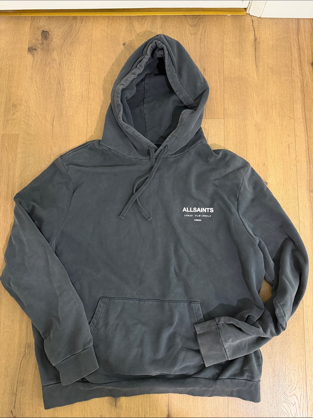 All Saints Men's Charcoal Gray Pullover Hoodie